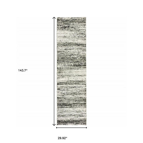 2' X 8' Gold And Slate Abstract Runner Rug